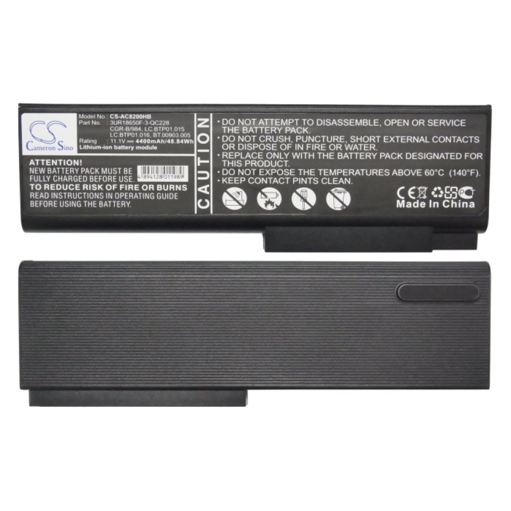 CS-AC8200HB Acer laptopbatteri to visninger af begge etiketsider