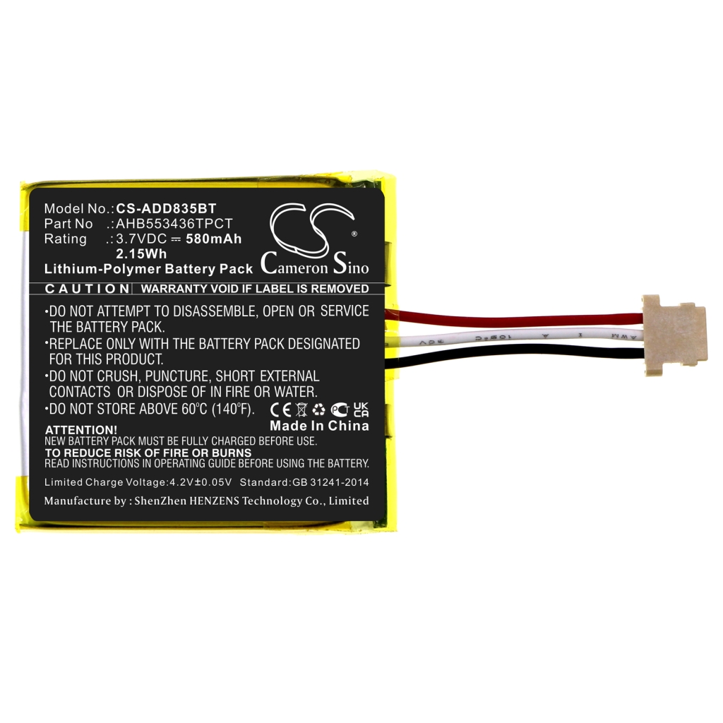 Hjemmesikkerhedskamera batteri Adt CS-ADD835BT