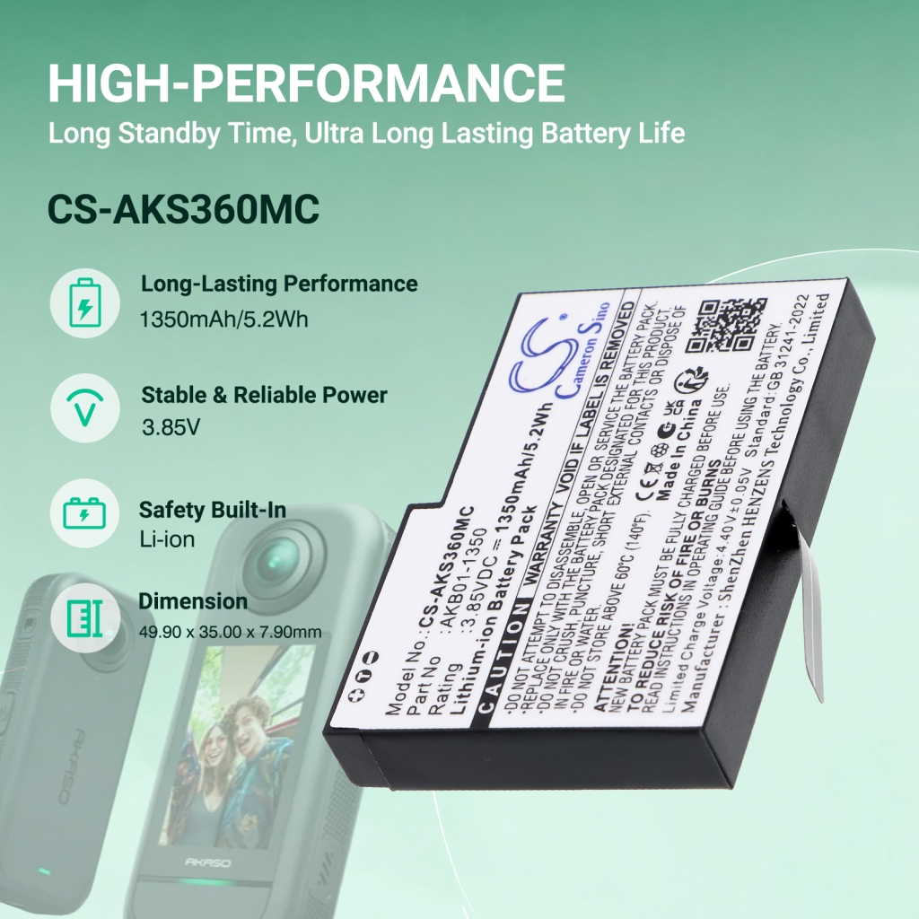 Batteri kompatibel med Akaso CS-AKS360MC