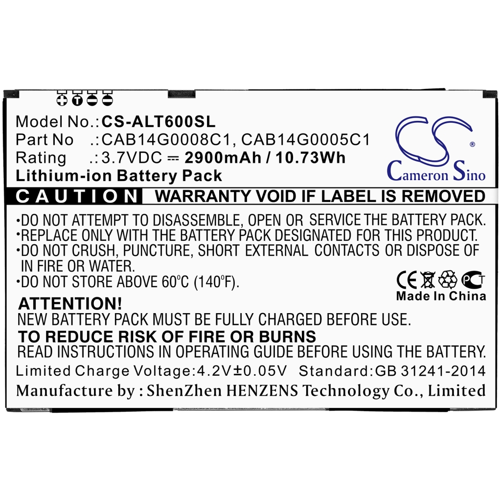 Tabletbatteri Alcatel CS-ALT600SL