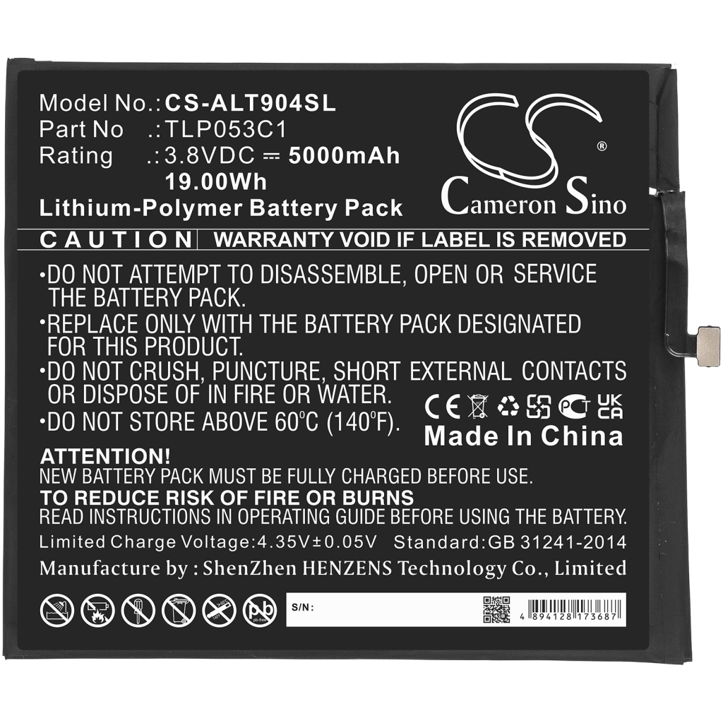 Tabletbatteri Alcatel CS-ALT904SL
