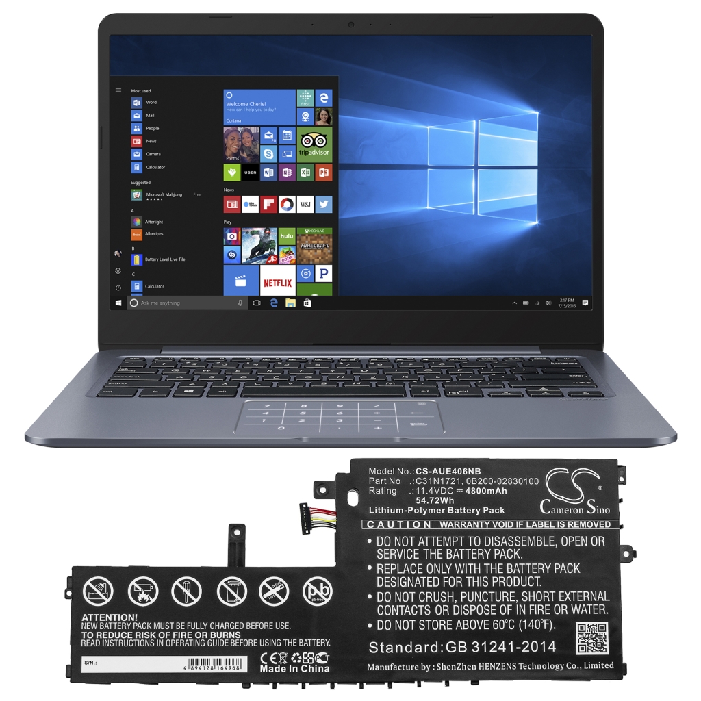 Notebookbatteri Asus CS-AUE406NB