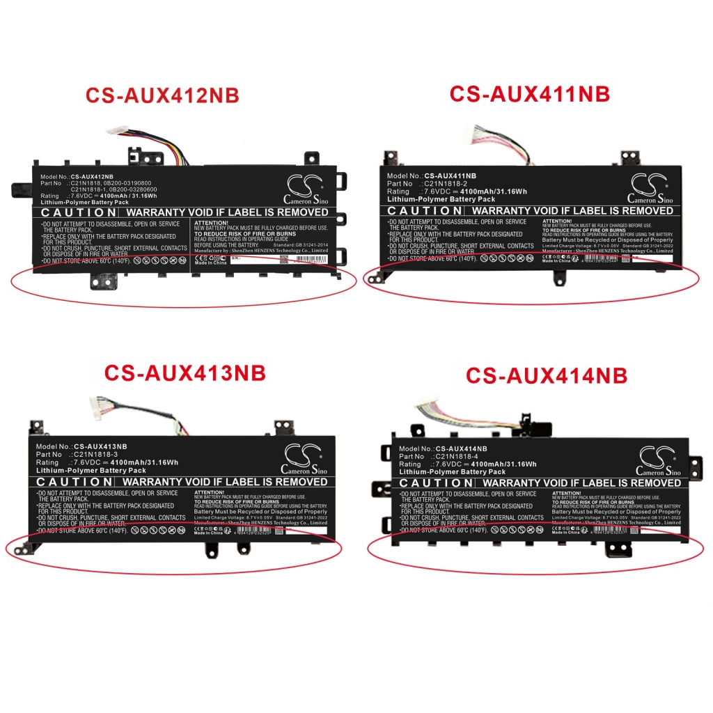 Batterier kompatibel med Asus VivoBook 14 A412 S14 S412F CS-AUX411NB
