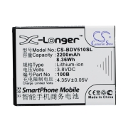 CS-BDV510SL<br />Batterier til  erstatter batteri 100B
