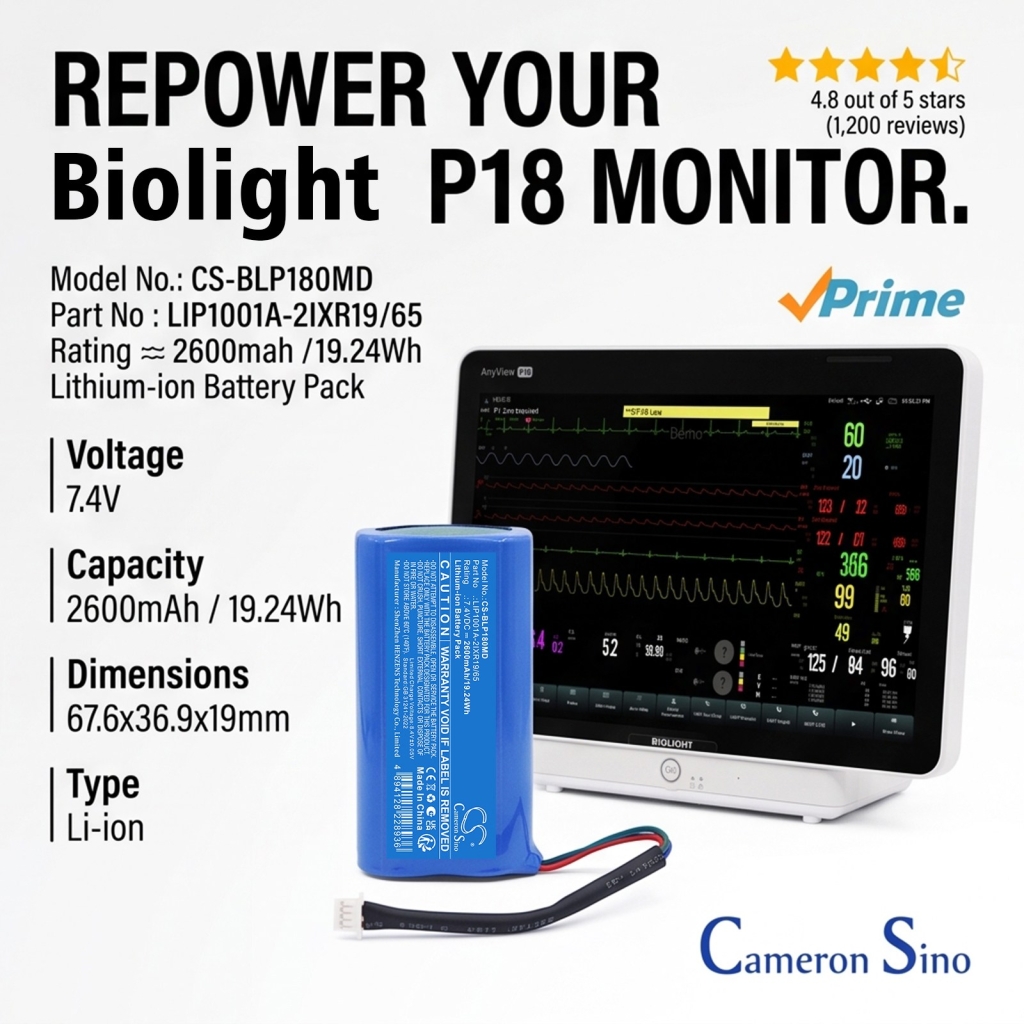 Batteri kompatibel med Biolight CS-BLP180MD