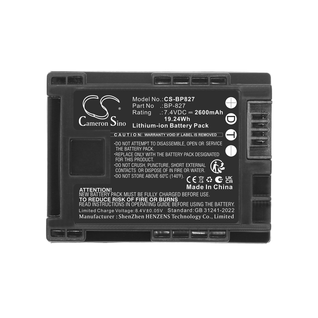 Batteries compatible with Canon LEGRIA FS20 FS200 FS21 CS-BP827