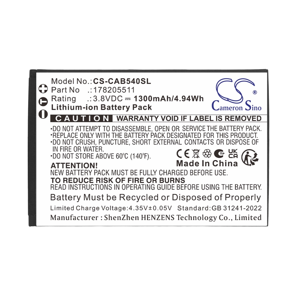Batterier kompatibel med CAT B40 B40 CS-CAB540SL