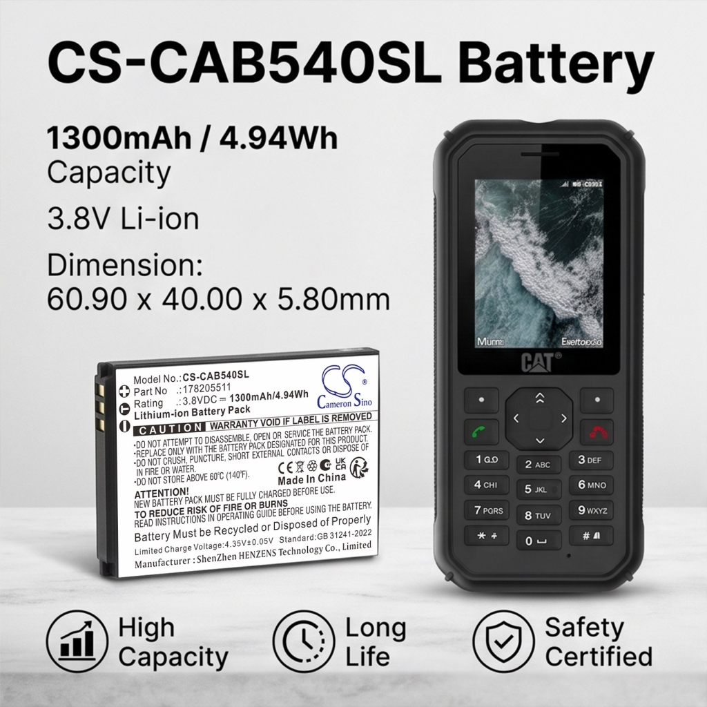 Batterier kompatibel med CAT B40 B40 CS-CAB540SL