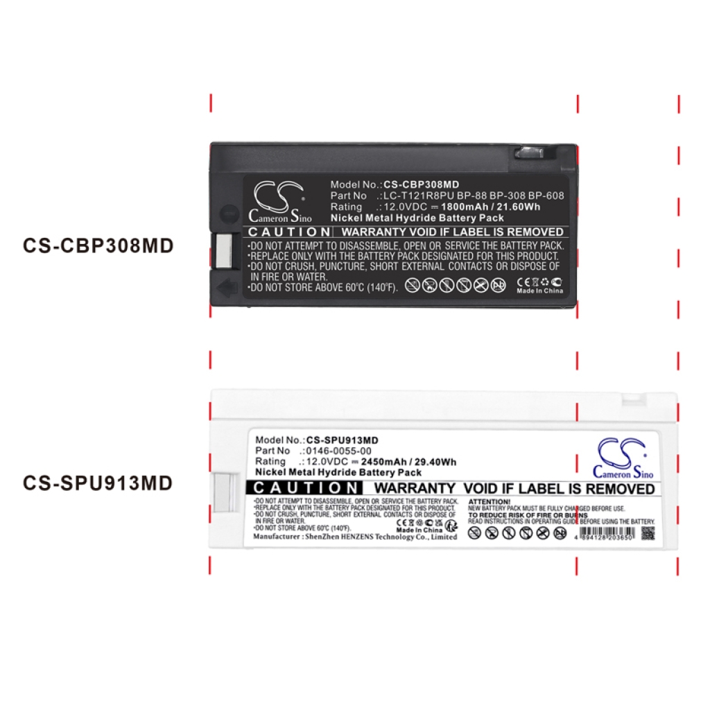 Batteri kompatibel med GE Draeger Spacelabs Colin medical Chinon Criticare systems Curtis mathes Jcpenney Keller medical Magnavox Medical industries Memorex Cardiac science CS-CBP308MD