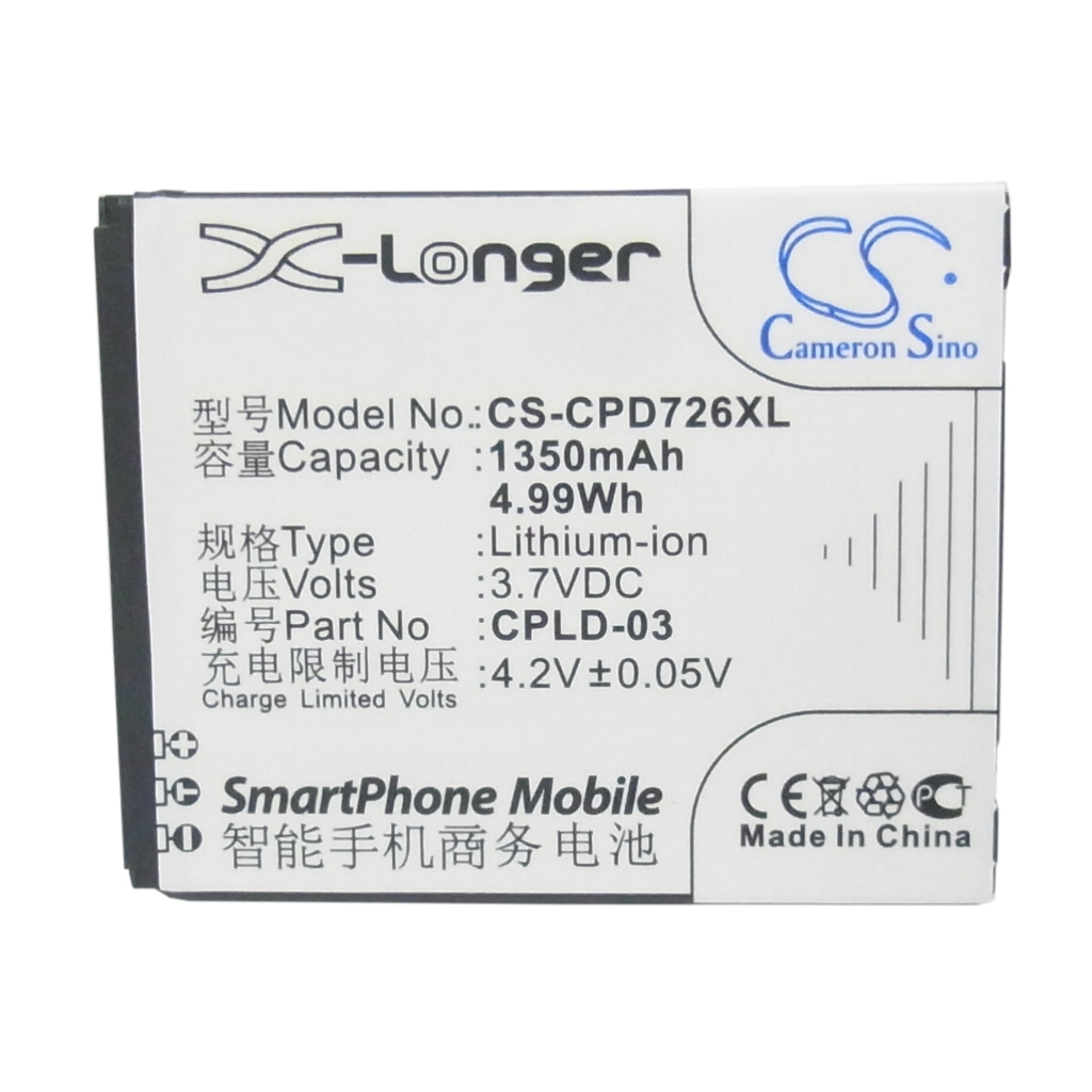 Cameron Sino CS-CPD726XL frontetiket X-Longer 1350mAh 3,7V Smartphone-Akku
