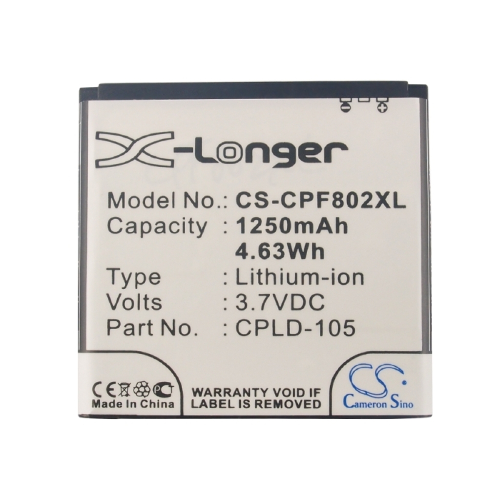 CS-CPF802XL frontetiket 1250mAh 3,7VDC CPLD-105 Li-ion Cameron Sino
