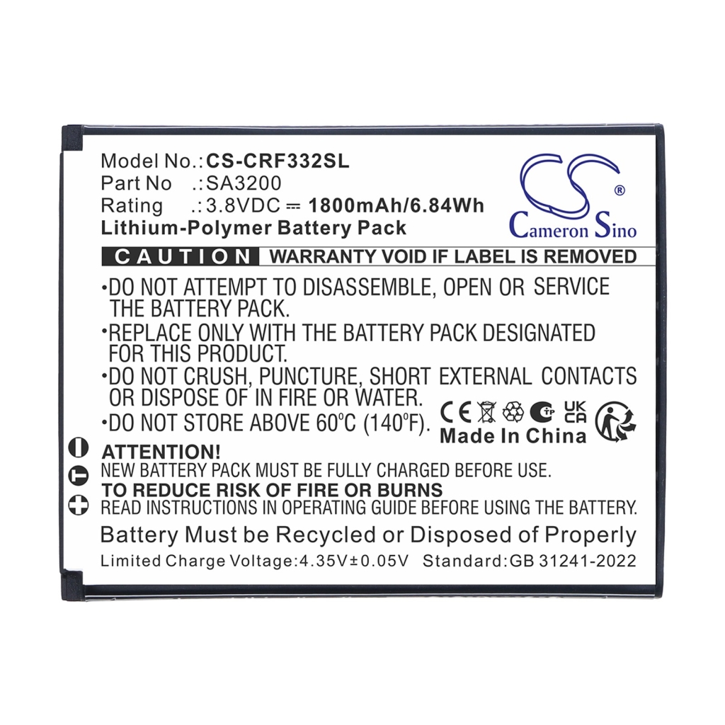 Batterier kompatibel med Consumer Cellular Iris Flip CS-CRF332SL