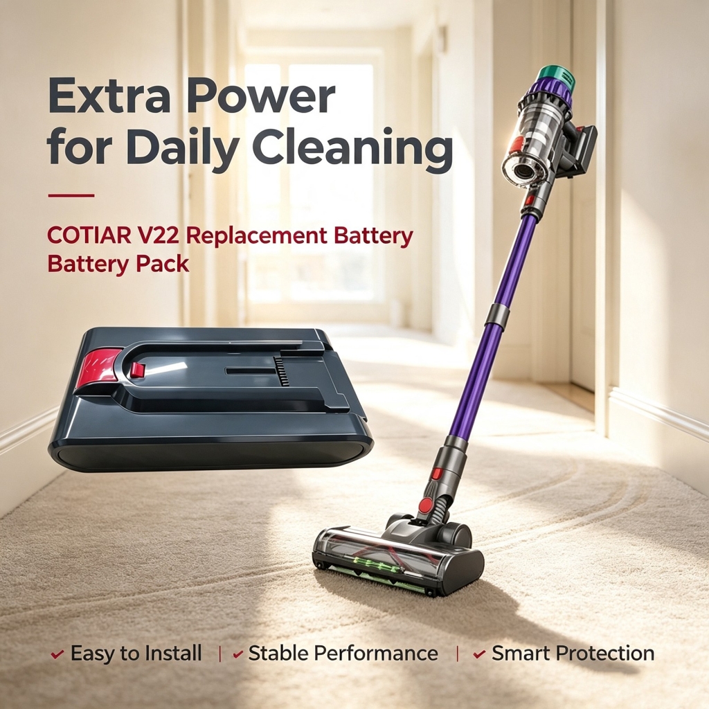 Batterier kompatibel med COTIAR V22 V22 650W Cordless Vacuum Cleaner 55kPa Suction Power Brushless Vacuum CS-CTR220VX