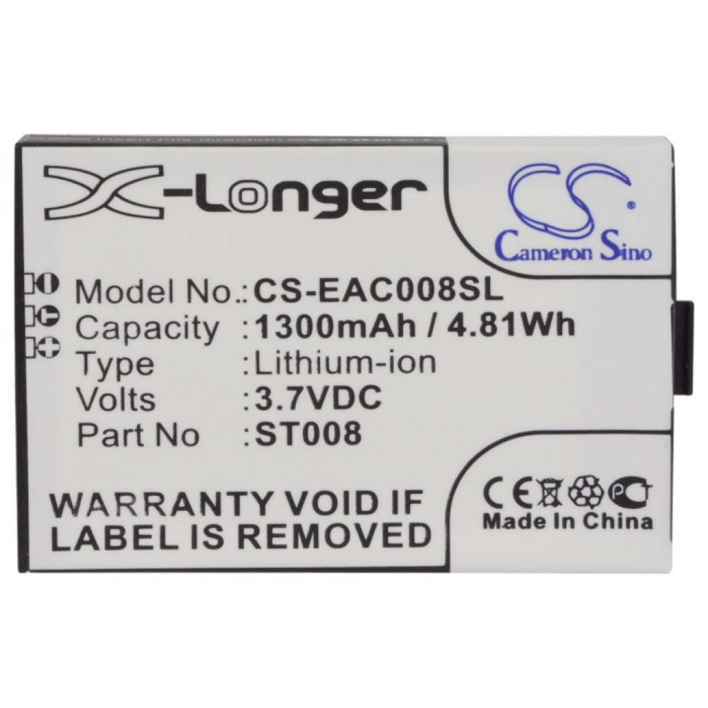 Cameron Sino X-Longer CS-EAC008SL flad frontetiketvisning: X-Longer, 1300mAh/4,81Wh, 3,7VDC, Part ST008