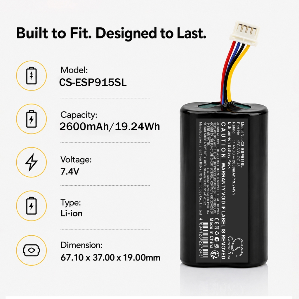 Batteri kompatibel med Volkswagen Audi Seat Skoda CS-ESP915SL