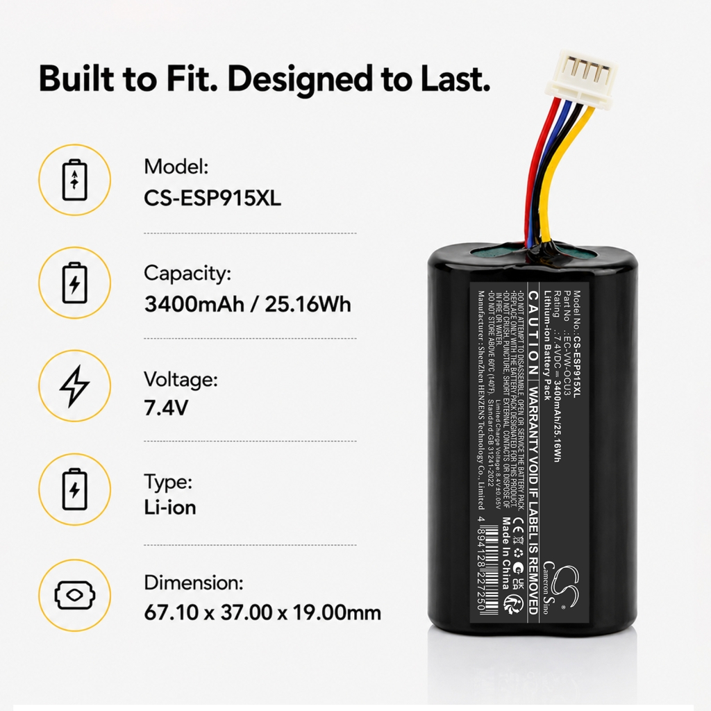 Batteri kompatibel med Volkswagen Audi Seat Skoda CS-ESP915XL
