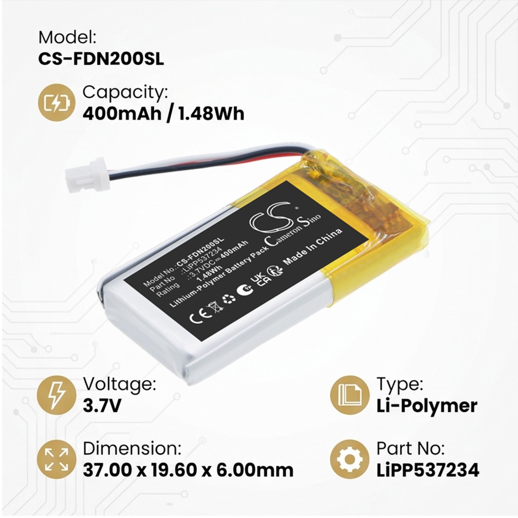 Batterier kompatibel med Fender F02-2311300/000 F02-2311300/000 CS-FDN200SL