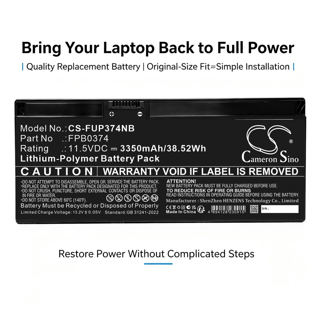 Batterier kompatibel med Fujitsu Lifebook U3114X U3114XS WQ1 CS-FUP374NB