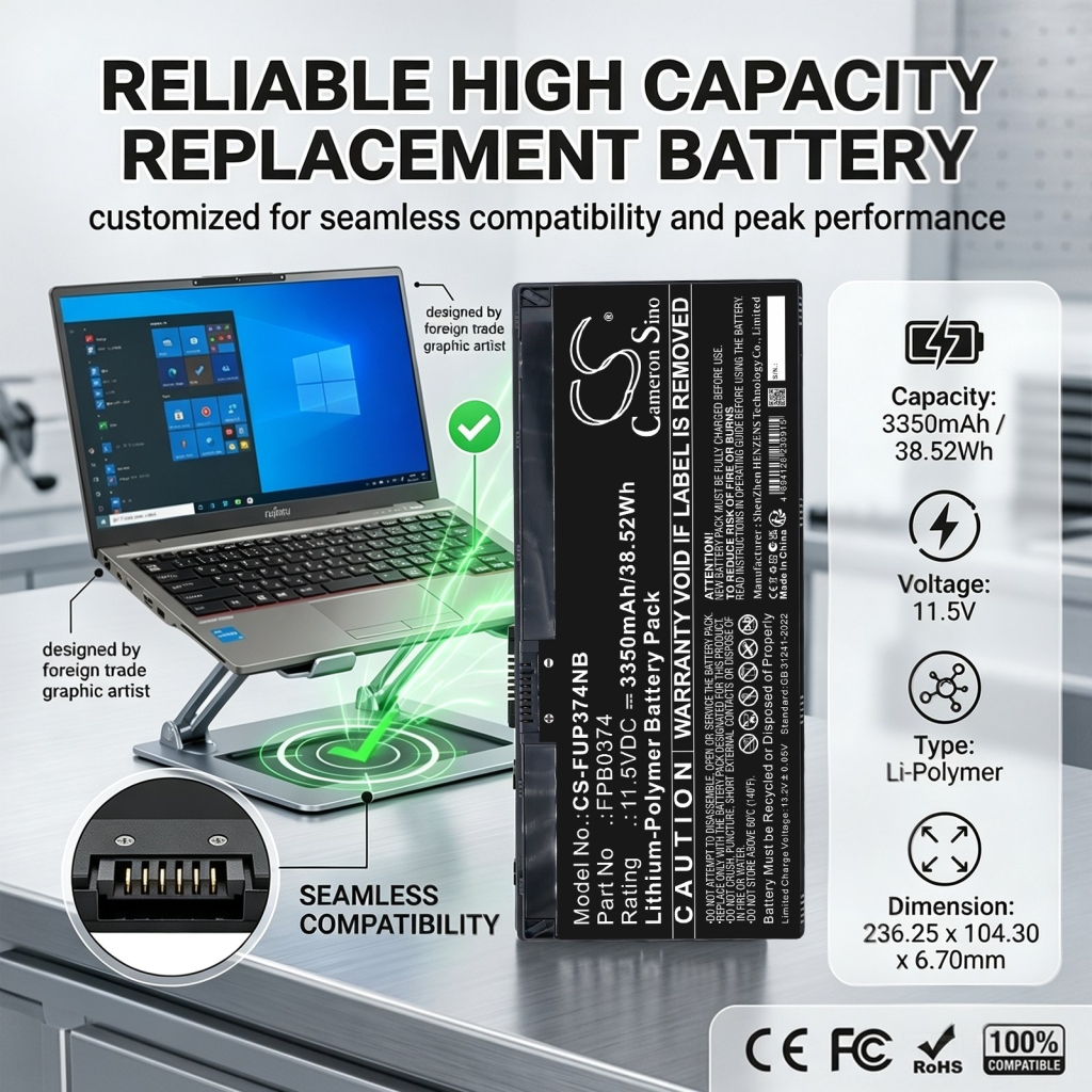 Batterier kompatibel med Fujitsu Lifebook U3114X U3114XS WQ1 CS-FUP374NB