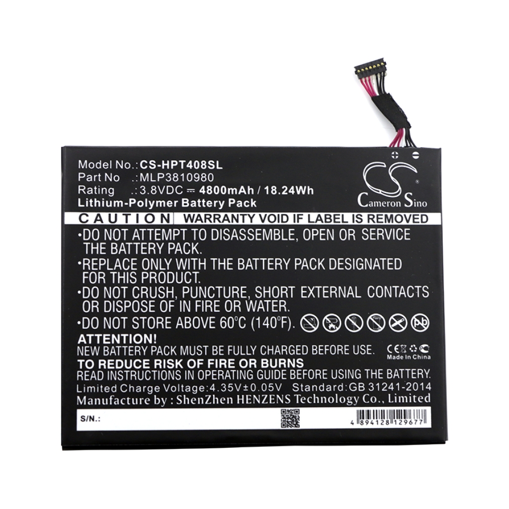 Tabletbatteri HP CS-HPT408SL