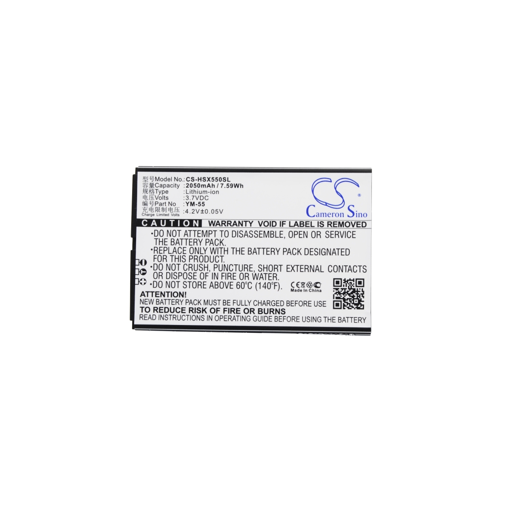 Cameron Sino CS-HSX550SL flad frontetiketvisning med tosprogede specifikationer: 3,7V 2050mAh