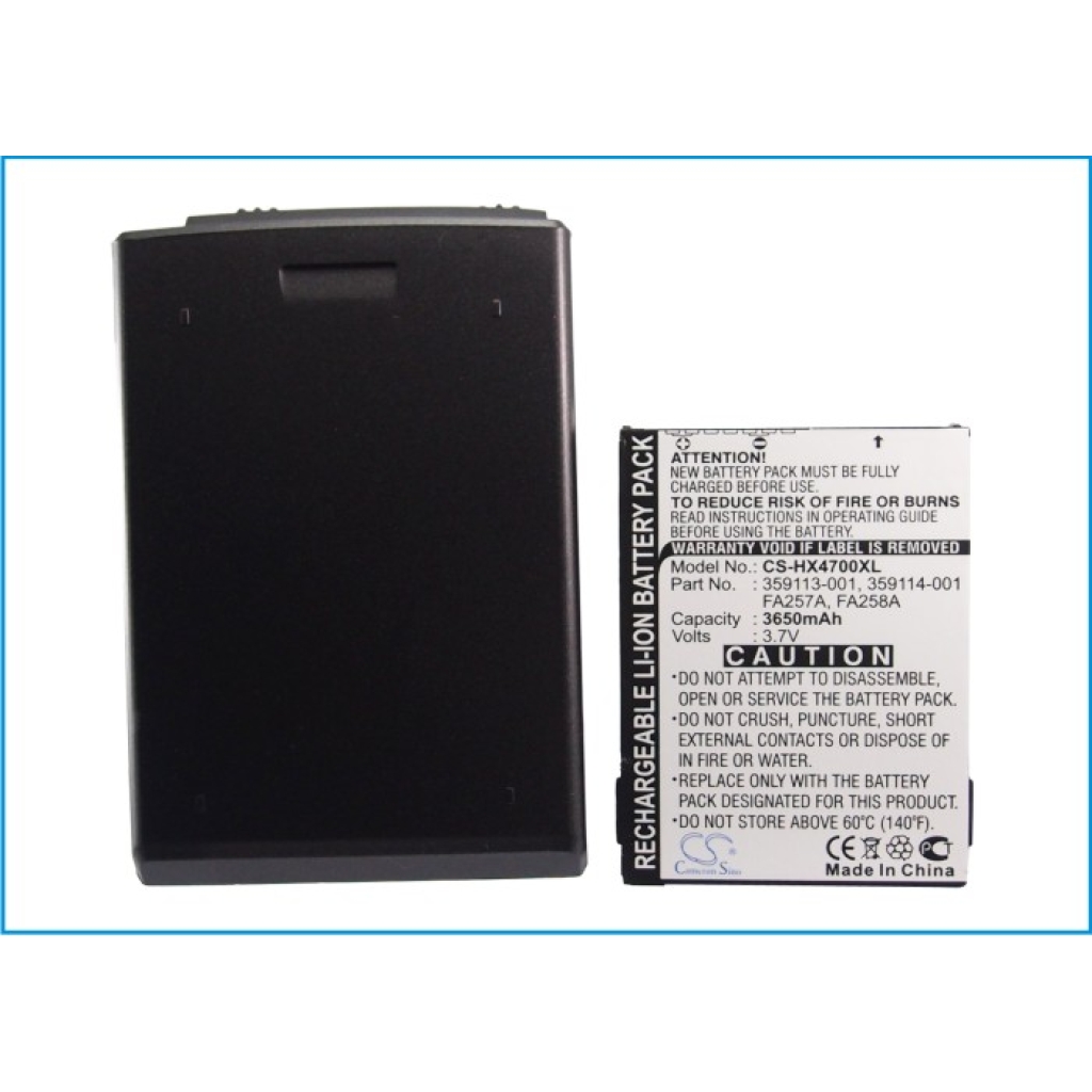 Cameron Sino CS-HX4700XL frontetiketvisning: 3650mAh 3,7V, dele FA257A/FA258A, med bagdæksel