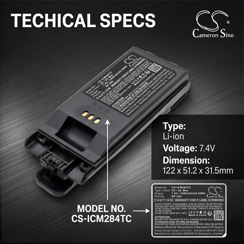 Batteri kompatibel med Icom CS-ICM284TC