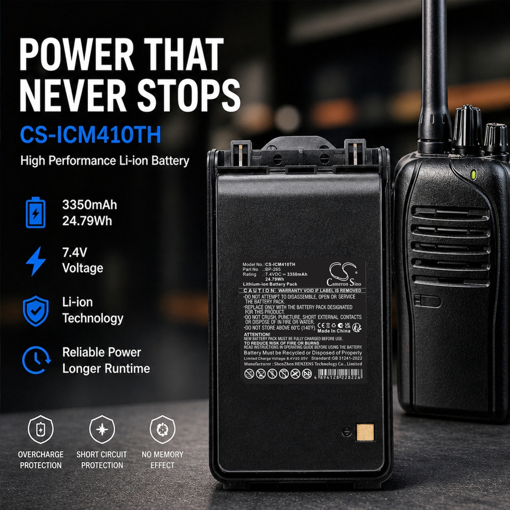 Batteri kompatibel med Icom CS-ICM410TH
