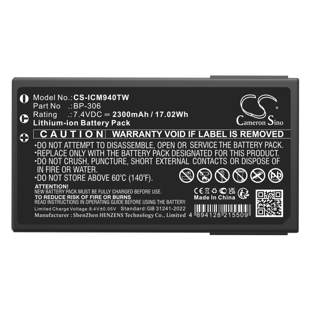 Tovejs radio batteri Icom CS-ICM940TW