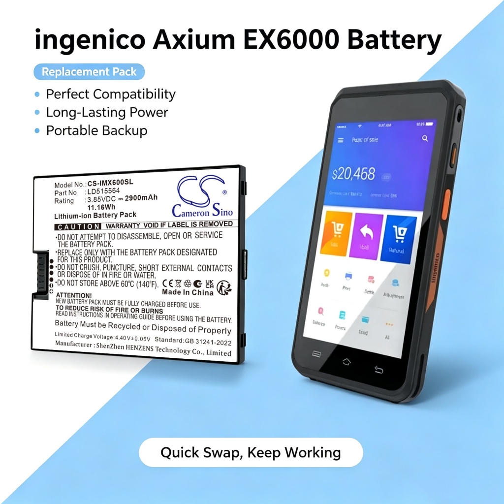 Batterier kompatibel med ingenico Axium EX6000 CS-IMX600SL