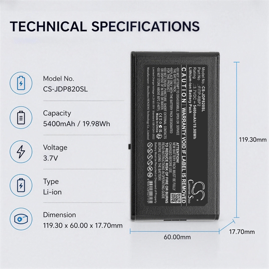 Batteri kompatibel med Viavi CS-JDP820SL