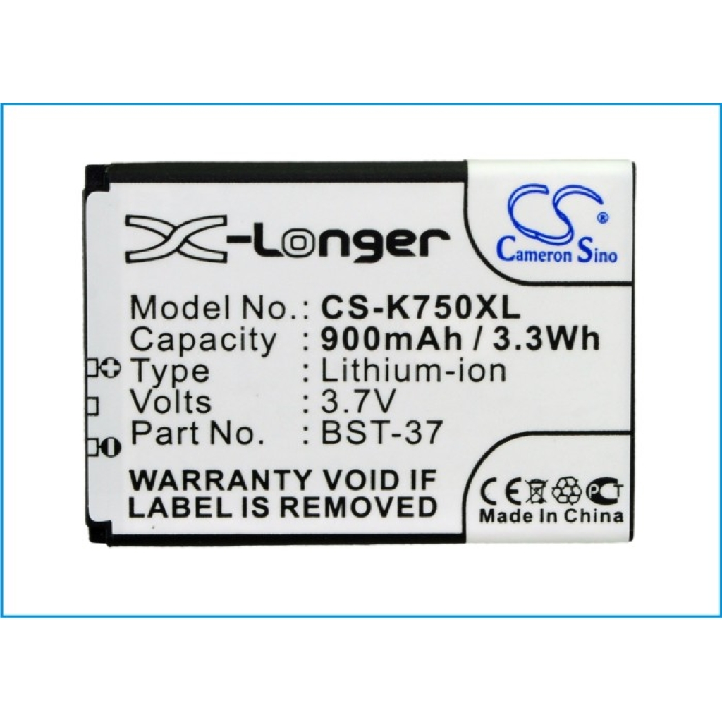 Batteri kompatibel med Sony Ericsson CS-K750XL