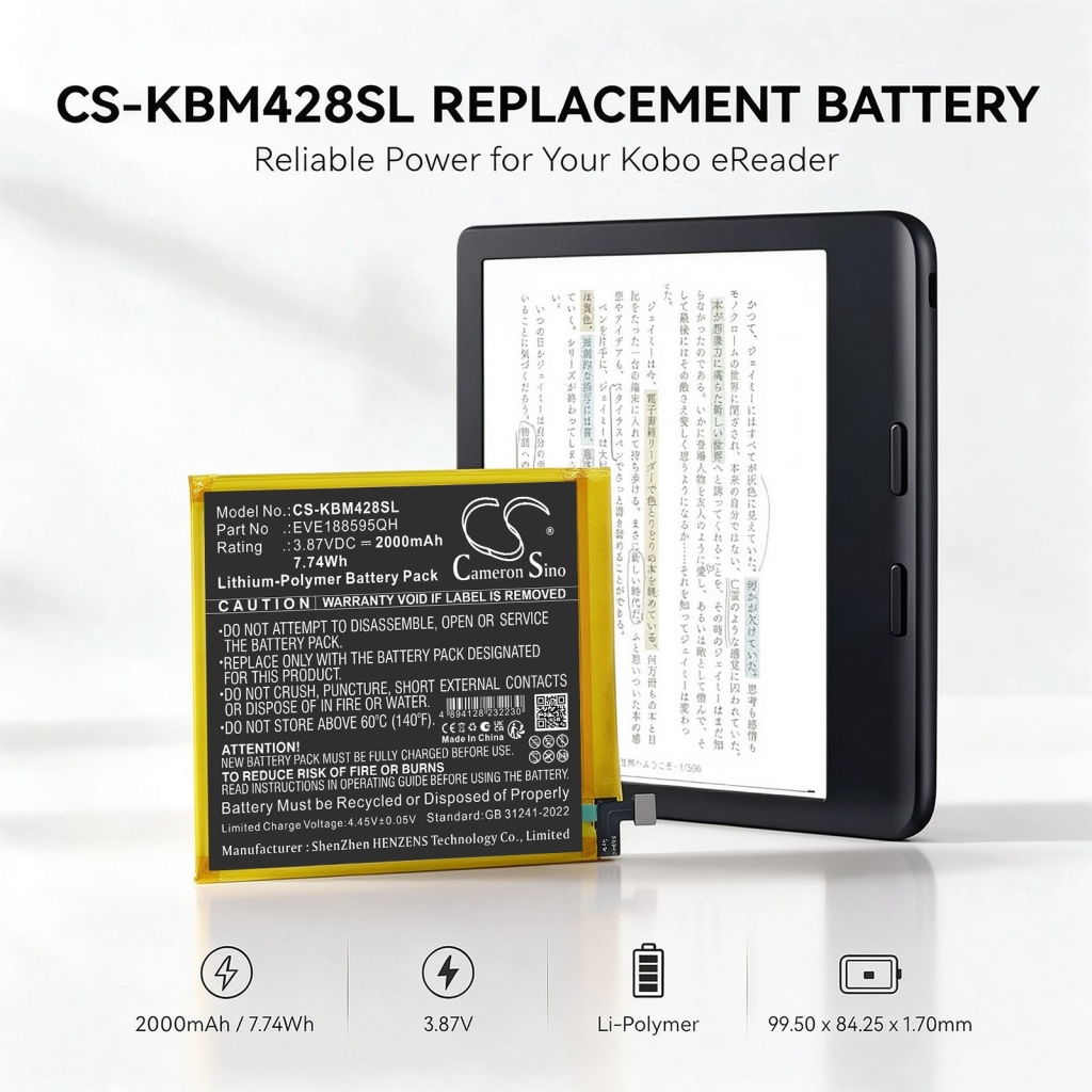 Batterier kompatibel med Kobo Libra Colour Colour 7-inch color e-reader CS-KBM428SL