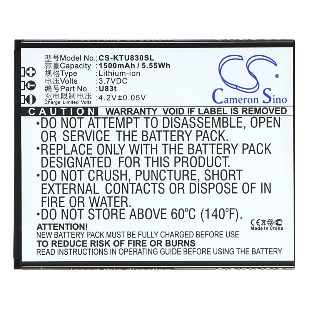 Mobiltelefonbatteri K-Touch CS-KTU830SL