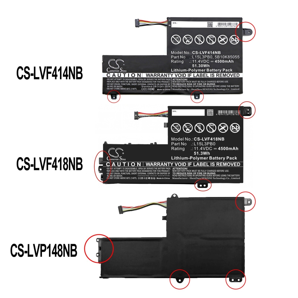 Batterier kompatibel med Lenovo IdeaPad 320S-14IKBR 320S-14IKBR(81BN) 320S-14IKBR(81BN004PGE) CS-LVF418NB