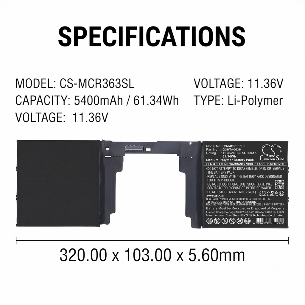 Batteri kompatibel med Microsoft CS-MCR363SL