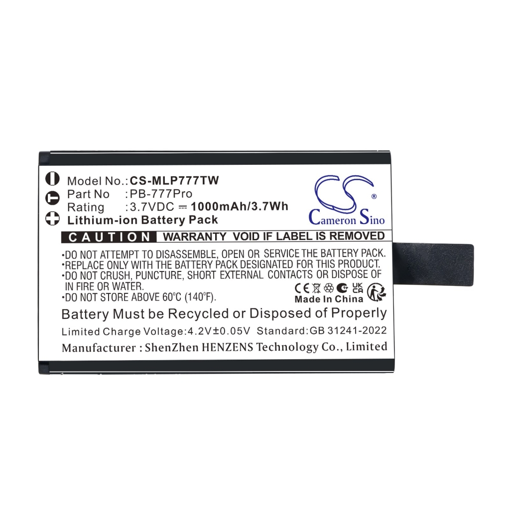 Batterier kompatibel med Midland 777 Pro CS-MLP777TW