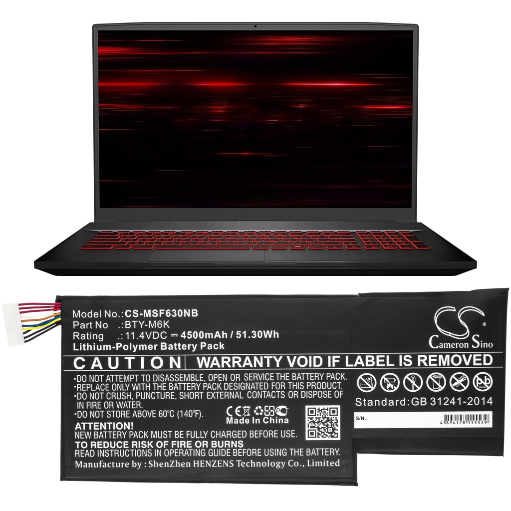Notebookbatteri MSI CS-MSF630NB