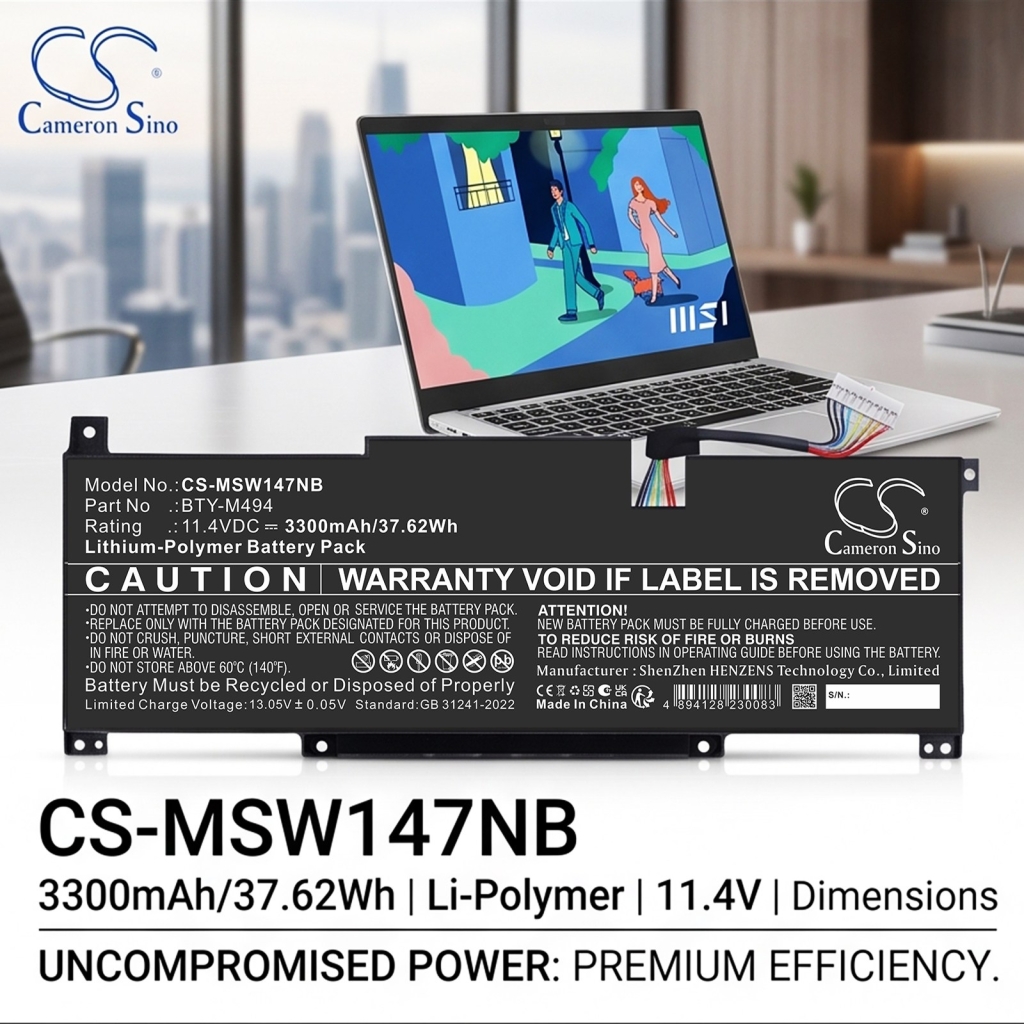 Batteri kompatibel med MSI CS-MSW147NB
