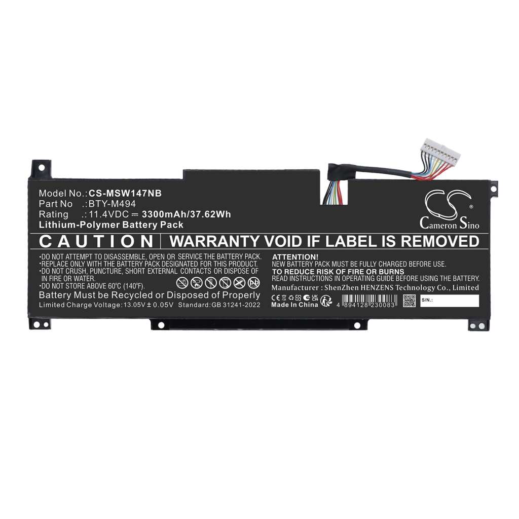 Batteri kompatibel med MSI CS-MSW147NB