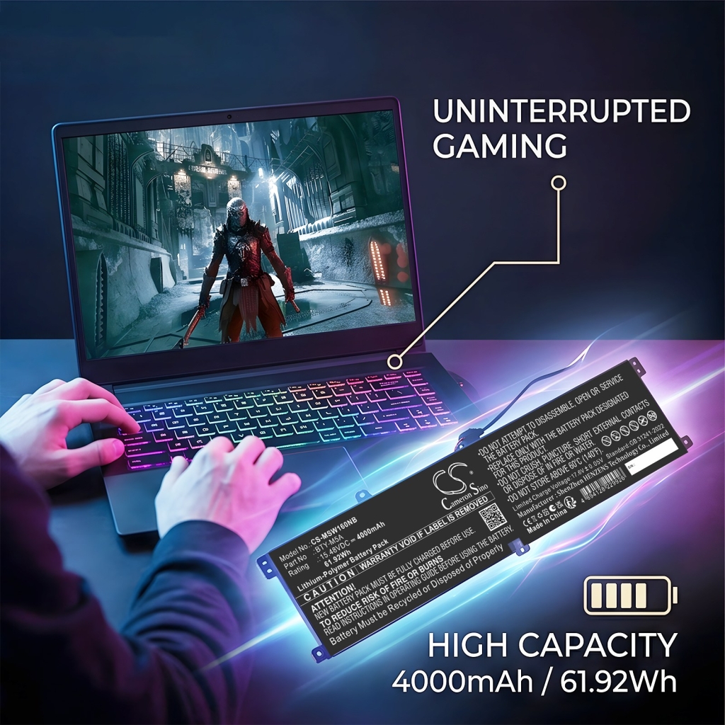 Batteri kompatibel med MSI CS-MSW160NB