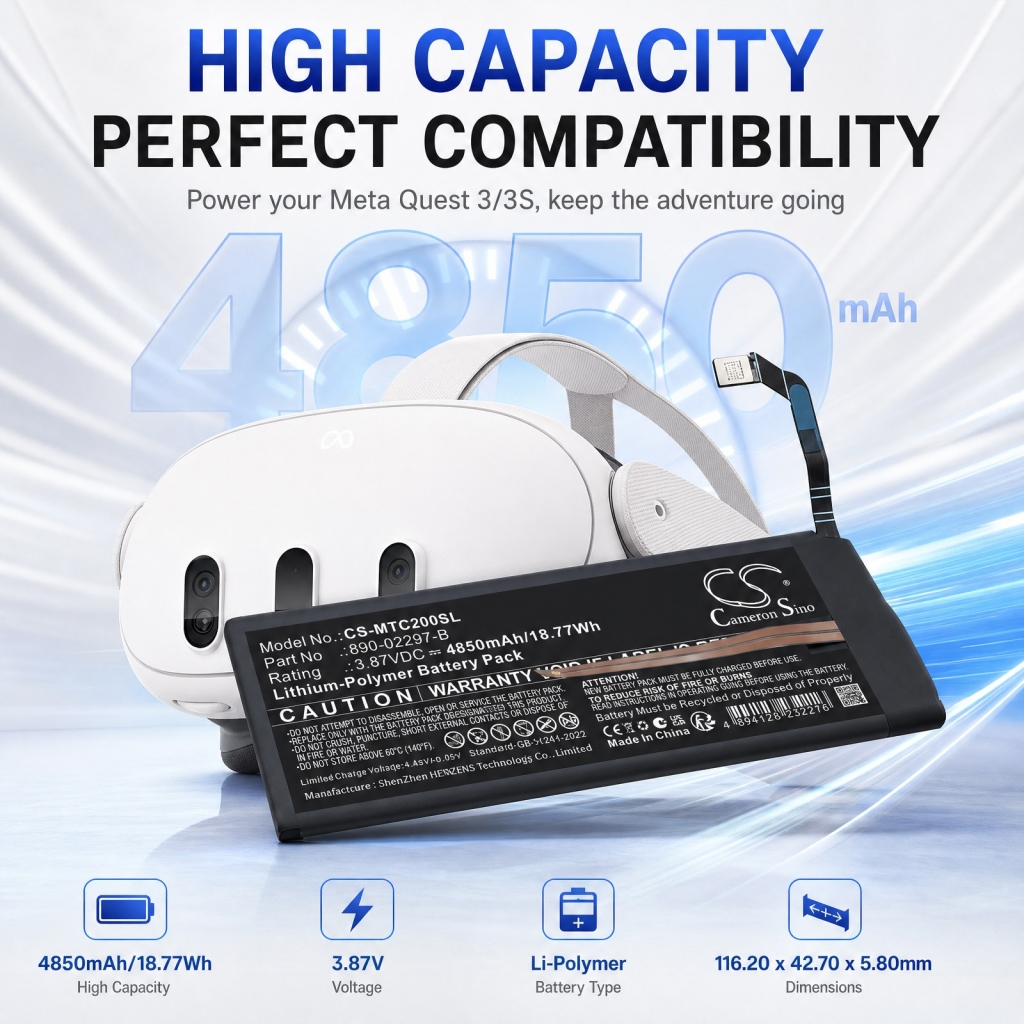 Batterier kompatibel med Meta Quest 2 3 3 Premium CS-MTC200SL
