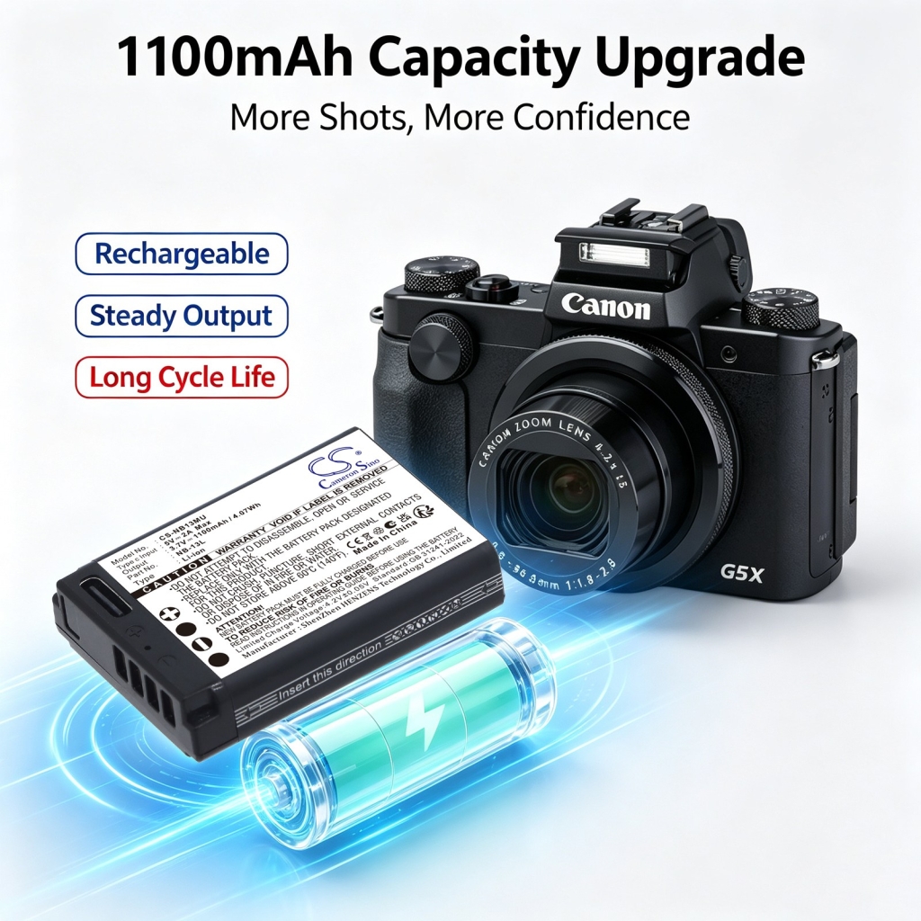 Batterier kompatibel med Canon PowerShot G1 X Mark III G5 X G5 X Mark II CS-NB13MU