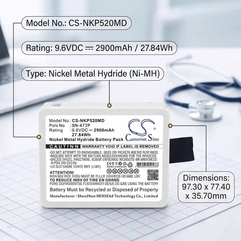 Batteri kompatibel med Nihon Kohden CS-NKP520MD