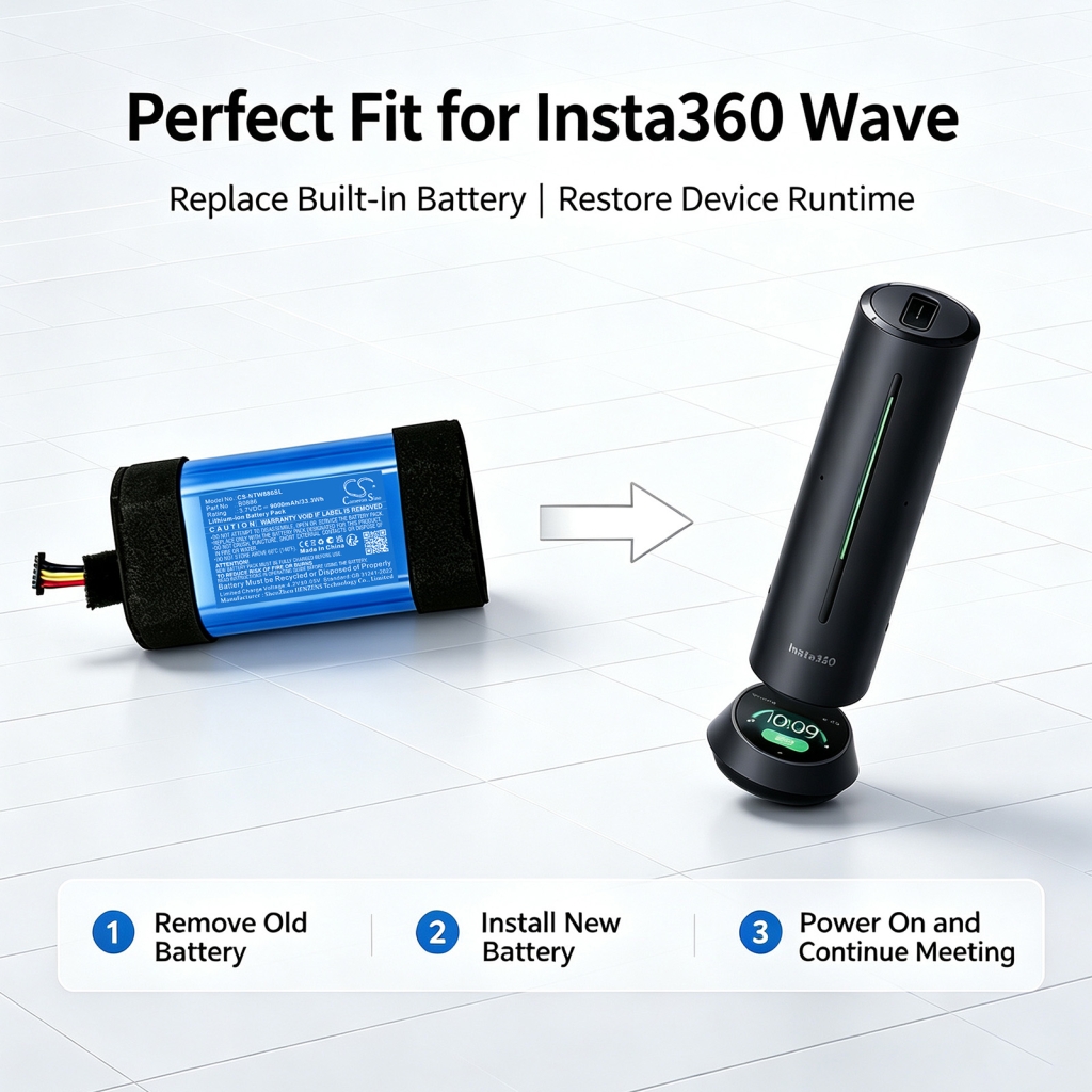 Batterier kompatibel med Insta360 Wave AI-Powered Speakerphone CS-NTW886SL