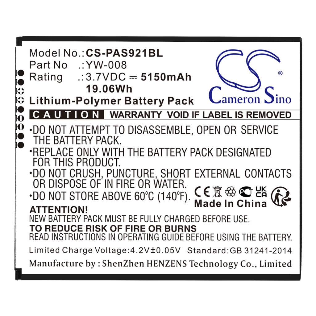 Betalings terminalbatteri Pax CS-PAS921BL