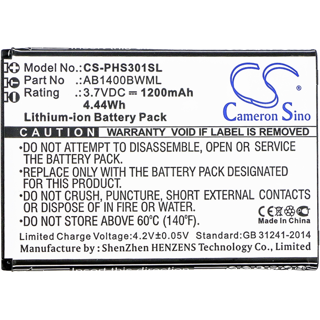 Batteri kompatibel med Philips CS-PHS301SL