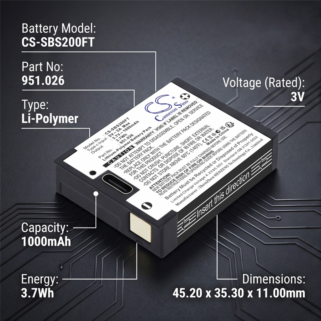 Batteri kompatibel med Suprabeam CS-SBS200FT