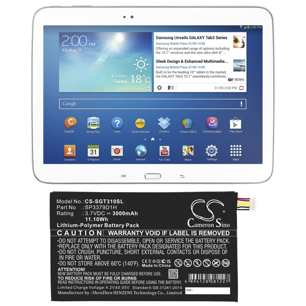 Tabletbatteri Samsung CS-SGT310SL