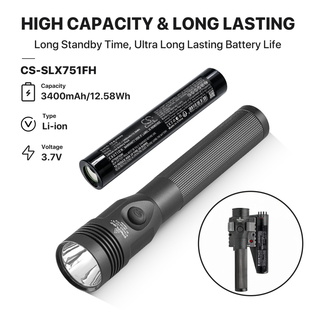 Batterier kompatibel med Streamlight Stinger LED CS-SLX751FH